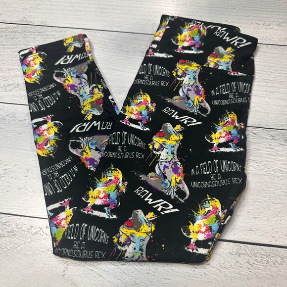 Kids S/M Leggings Bundle Lot of 7 pair Fun Prints Galaxy Dinosaurs Mermaids - Picture 6 of 11